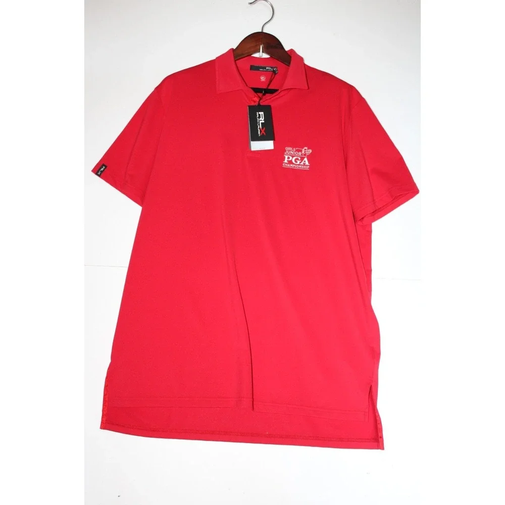 Ralph Lauren RLX RED Golf Polo Embroidered Girls PGA Logo Mens Size Large